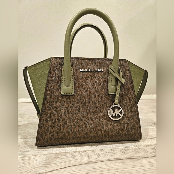 Michael Kors Handbags - Michael Kors Sage Green and Brown Satchel